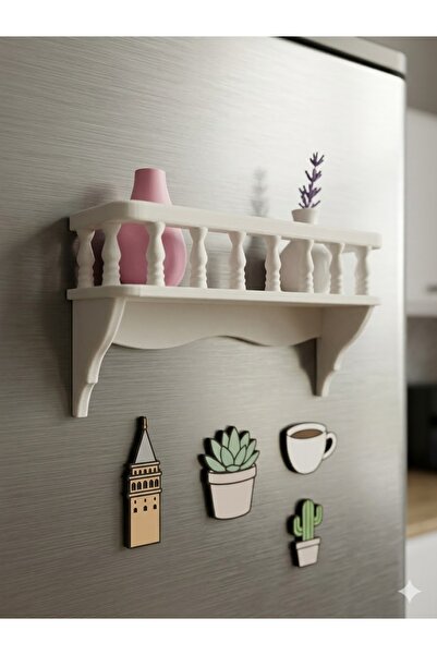 ETERNA Çok Amaçlı Dekoratif Mini Balkon Raf - Magnet ve Duvar Dekoru - 2 adet...