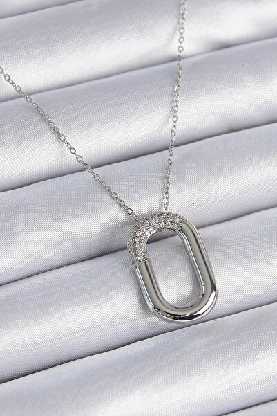 Inure Jewelry 316L الصلب سلسلة فضية اللون الزركون حجر البيضاوي نموذج قلادة ال...