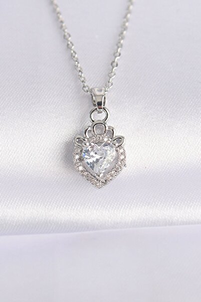 Inure Jewelry قلادة رابونزل من الفولاذ 316L مع حجر الزركون الفضي اللون