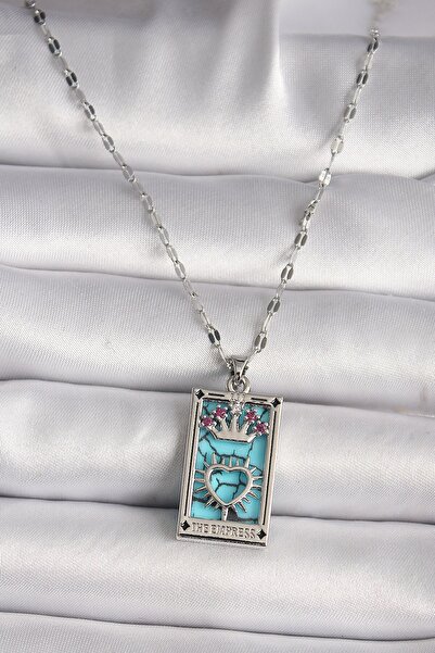 Inure Jewelry قلادة نسائية من الفولاذ 316L بلون فضي مع حجر الزركون الوردي على...