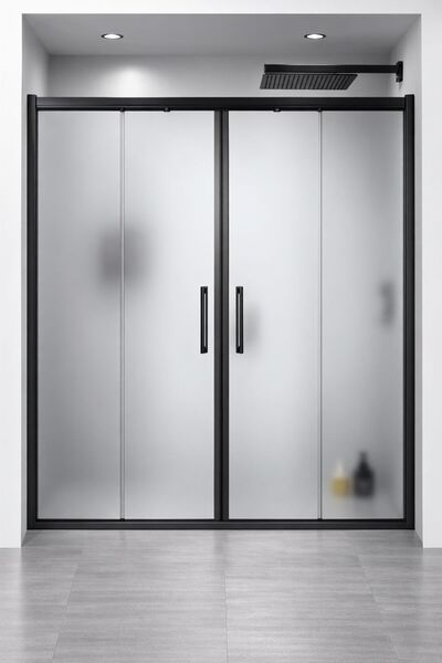 DOCCİA BELLA BANYO Duşakabin 2 duvar arası 5 mm temperli buzlu cam siyah alüm...