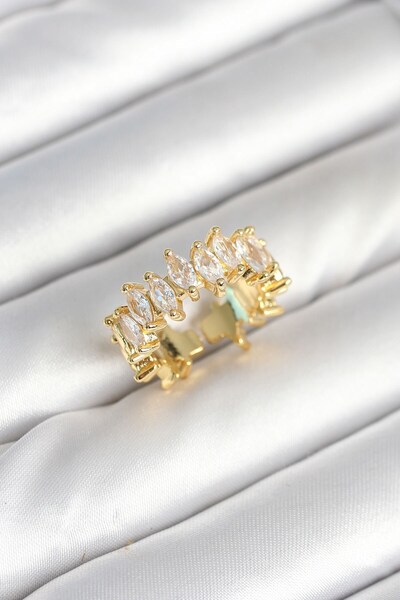 Inure Jewelry خاتم نسائي من حجر الزركون والنحاس الأصفر