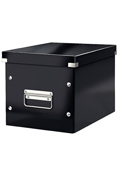 Leitz WOW Click & Store storage box, laminated cardboard, Cube, medium, black