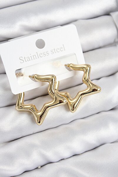 Inure Jewelry Brass Star Model Gold Color Women's Earrings