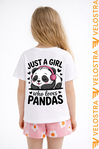 Velostra Girl's Sweet Panda Printed Oversized Comfortable Daily Use Combed Co...