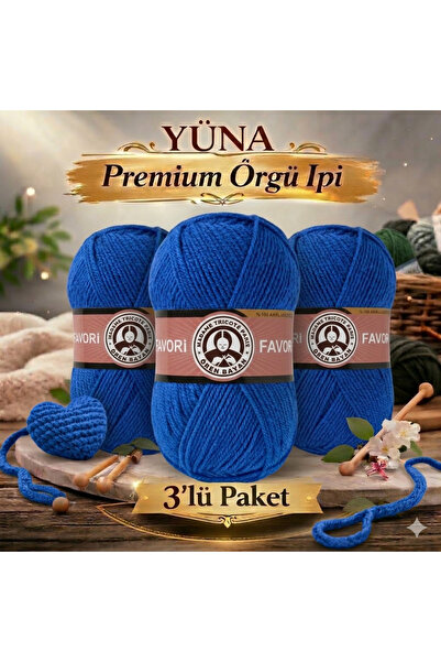 Ören Bayan Kristal 3-Piece Very Fine Knitting Yarn 016 Blue
