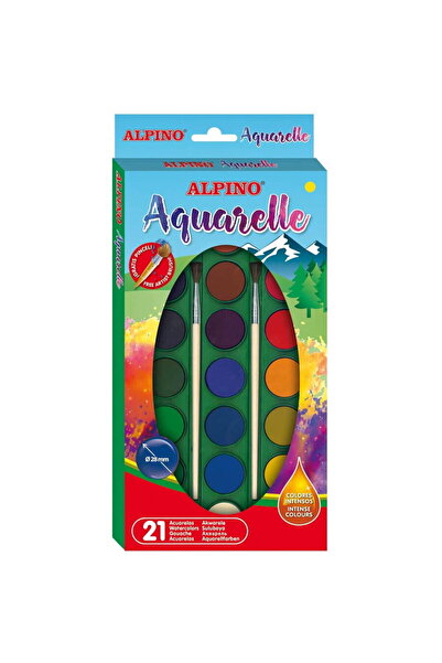 ALPİNGO Acuarele 21 culori/cutie + 2 pensule gratis, Alpino