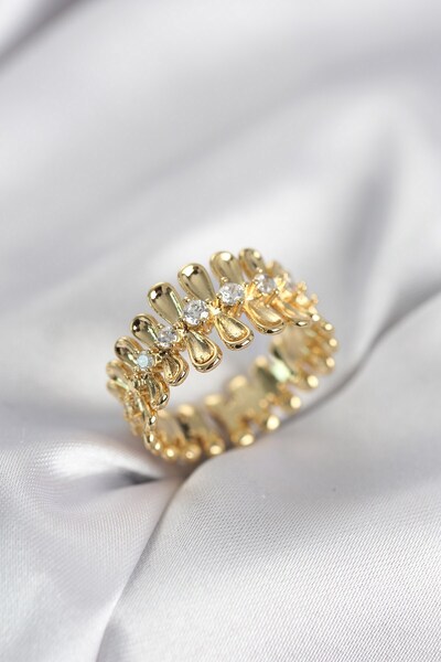 Inure Jewelry خاتم نسائي مرصع بحجر الزركون باللون الذهبي