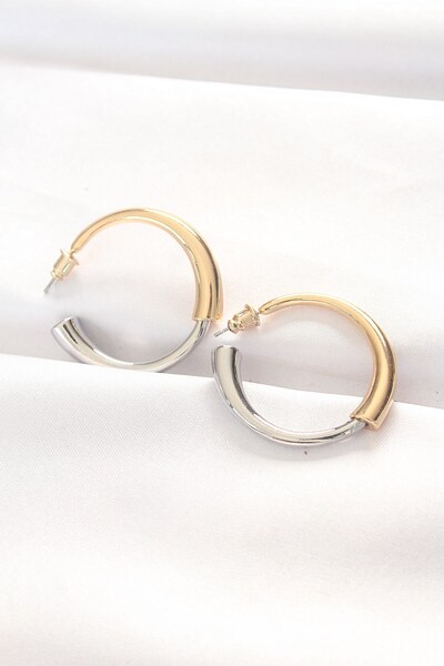Inure Jewelry Brass Double Color Hoop Earrings