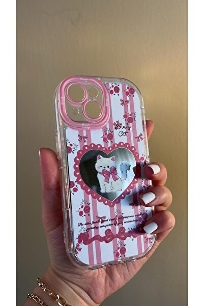 TechTrove Mirrored D Patterned Design Cat Figure Case Compatible with iPhone 15