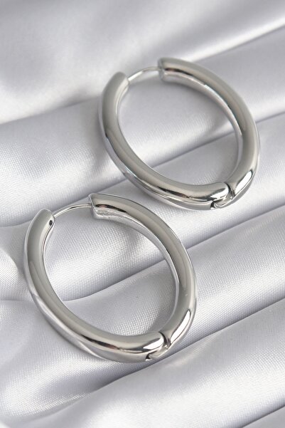 Inure Jewelry Brass Silver Color Hoop Model Women's Earrings