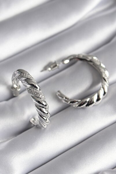 Inure Jewelry Brass Silver Color Zircon Stone Spiral Model Women's Earrings