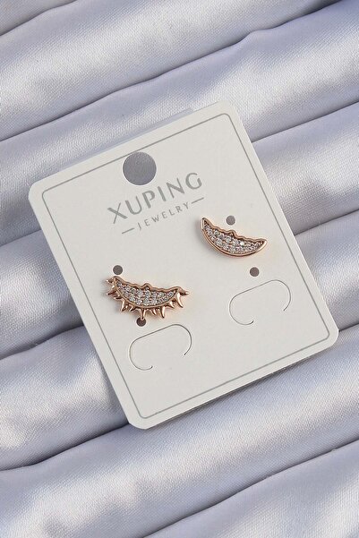 Inure Jewelry Xuping Rose Color Zircon Cubic Zirconia Moon and Sun Design Ear...