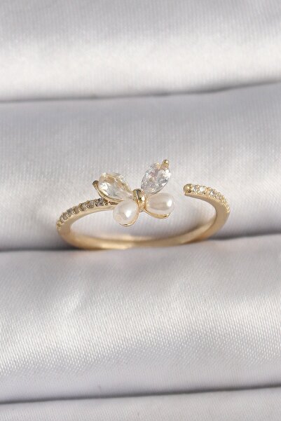 Inure Jewelry النحاس الذهب اللون الزركون حجر الفراشة وضع اللؤلؤ التفاصيل حلقة...