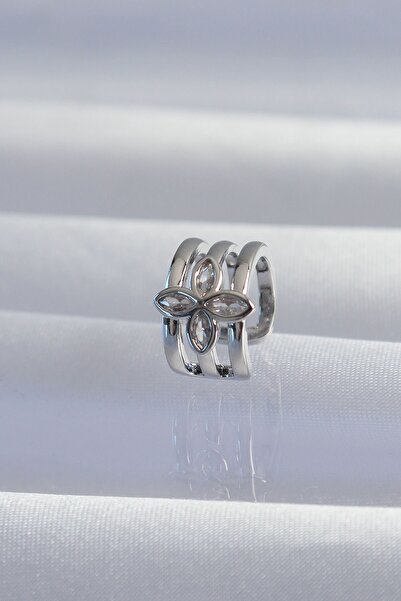 Inure Jewelry Brass Silver Color Clover Earcuff Earrings