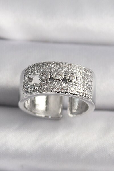 Inure Jewelry خاتم نسائي من النحاس الفضي اللون بحجر الزركون ميسيكا موديل