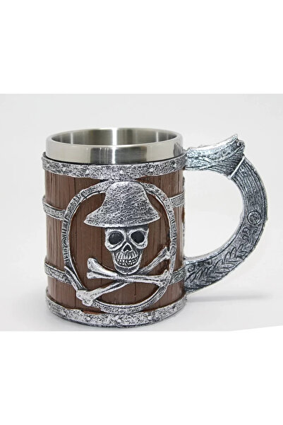 Epilons Pirate themed wooden look 3d embossed steel mug cup