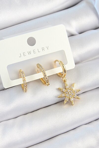 Inure Jewelry مجموعة أقراط نسائية مكونة من 3 أزواج من حجر الزركون النحاسي مود...