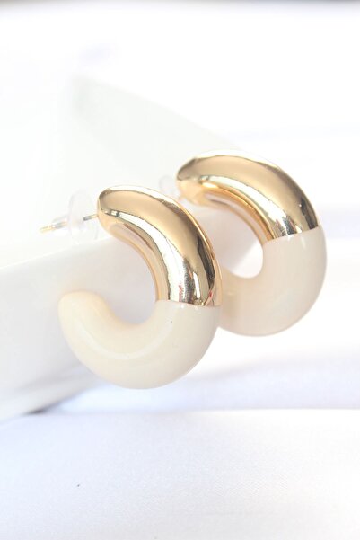 Inure Jewelry Ccb Cream Gold Double Color Earrings