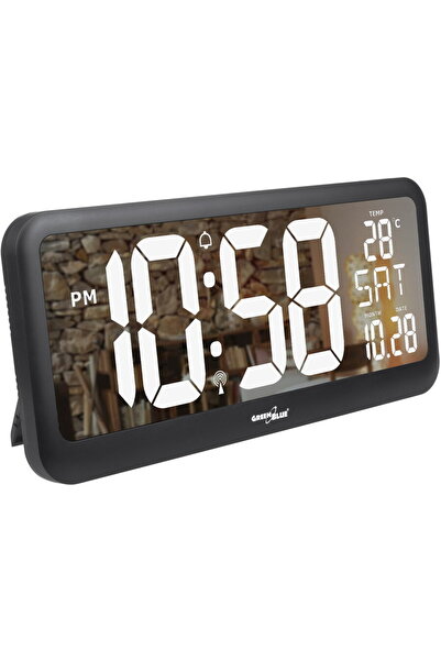 Greenbluespice Digital wall or freestanding clock, LCD, GB214, with thermomet...