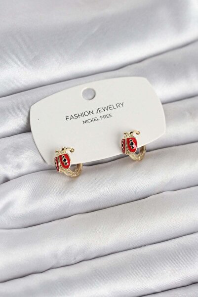 Inure Jewelry Ladybug Model Gold Color Brass Children's Earrings