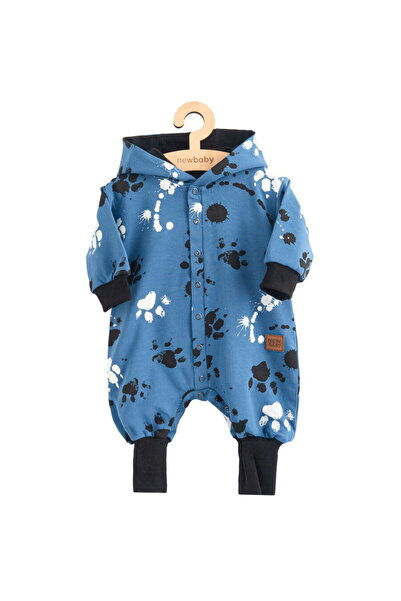 NEW BABY SHOP Baby cotton overalls with hood and ears New Baby paw blue, size...