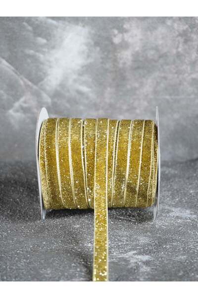 ARN 1 cm width Velvet Decorative Ribbon 3 m/gold