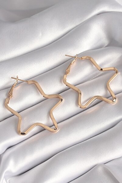 Inure Jewelry Brass Gold Color Star Model Women's Earrings