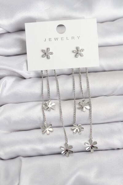 Inure Jewelry Papatya Model Silver Color Brass Dangle Women's Earrings