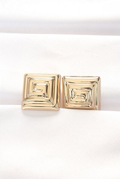 Inure Jewelry Brass Gold Color Square Form Earrings