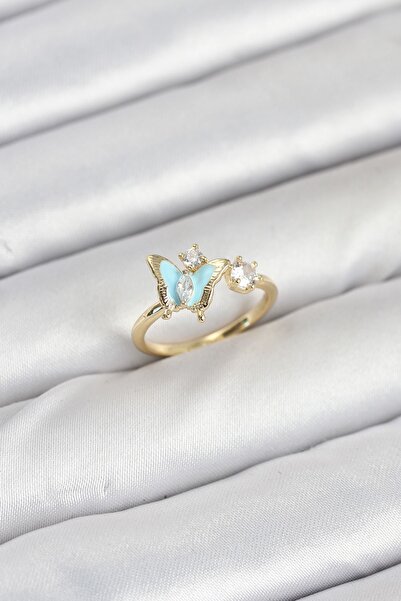 Inure Jewelry خاتم نسائي من النحاس الأصفر على شكل فراشة