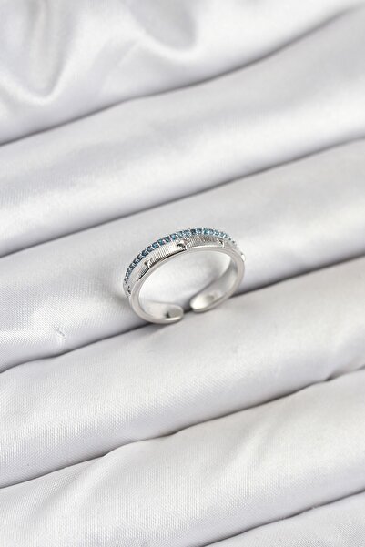 Inure Jewelry خاتم نسائي من النحاس الفضي اللون مرصع بأحجار الزركون على شكل نج...