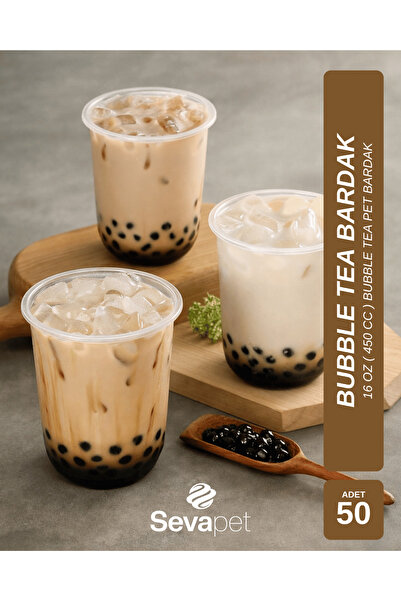 SEVAPET 16 OZ (450 CC) BUBBLE TEA PET BARDAK / 50 ADET