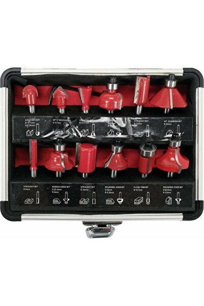 yato Set 12 freze pentru lemn, 6mm, Rosu