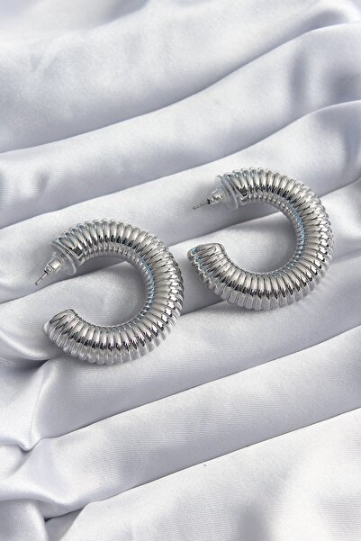 Inure Jewelry Brass Silver Color Processing Hoop Model Women's Earrings