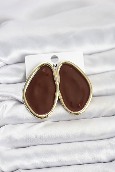 Inure Jewelry Brass Brown Enamel Drop Model Vintage Plate Women's Earrings