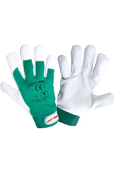 Lahti Pro Sheepskin leather palm elastane gloves / green-white - size 10