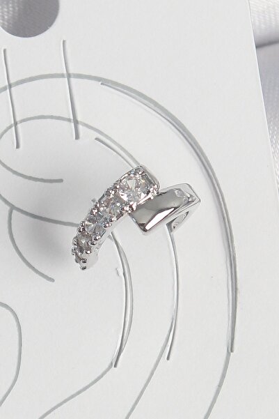 Inure Jewelry Brass Silver Color Zircon Stone Women's Cartilage Earrings