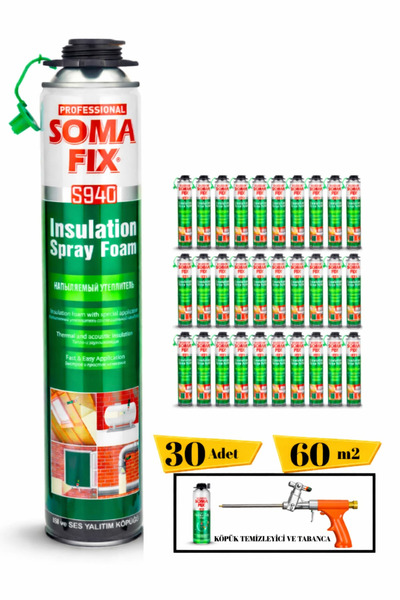Somafix 30 Adet Poliüretan Isı Ve Ses Yalıtım Köpüğü Tabanca Temizleyici Seti