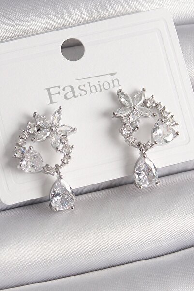 Inure Jewelry النحاس الفضة اللون الزركون حجر زهرة نموذج استرخى قطرة التفاصيل ...