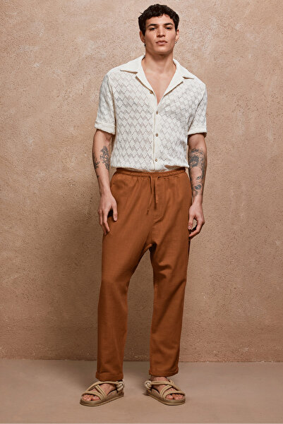 Dear Deer Camel Oversized Linen Pants