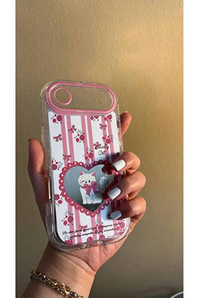 TechTrove حافظة على شكل قطة بتصميم Mirrored D منقوش متوافقة مع هاتف iPhone 17...