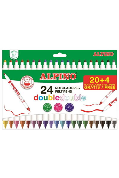 ALPİNGO Carioca lavabila, 24 culori/cutie, vaft 2mm/4.5mm, ALPINO Double Doub...