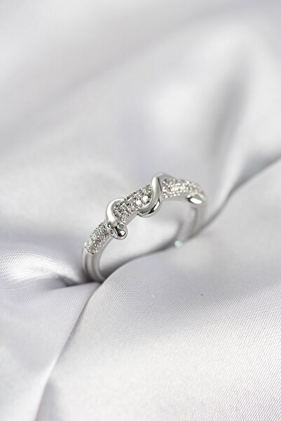 Inure Jewelry خاتم نسائي من حجر الزركون الفضي اللون بتصميم ثعبان ملفوف