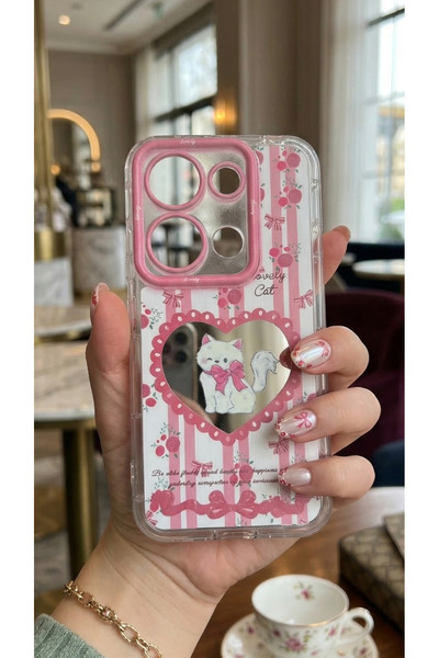 TechTrove Mirrored D Patterned Design Cat Figure Case Compatible with Redmi N...