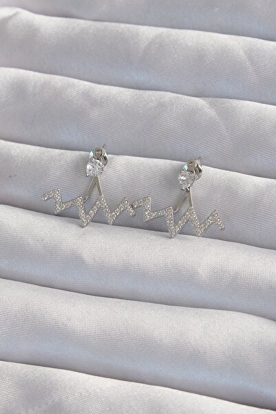 Inure Jewelry Brass Silver Color Zircon Stone Zigzag Earrings