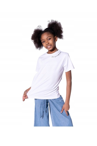 Mod Kids MODJEANS children's T-shirt, white, 100% Cotton , minimalist embroid...
