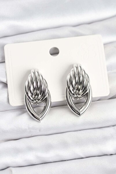 Inure Jewelry Brass Silver Color Spiral Drop Model Vintage Women's Earrings