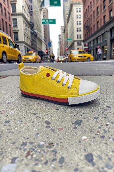 MOMYKİDS Yellow Lace-Up Canvas Baby Kids Sneaker Shoes