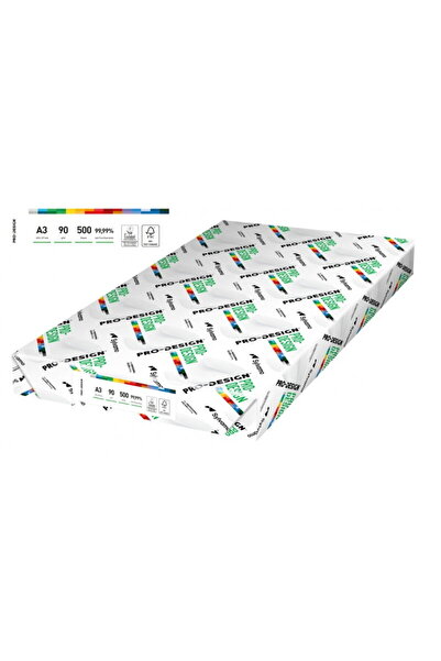 PRO Hartie A3, satinata, Pro-Design, clasa A++, 90 gr./mp, 500 coli/top - alba